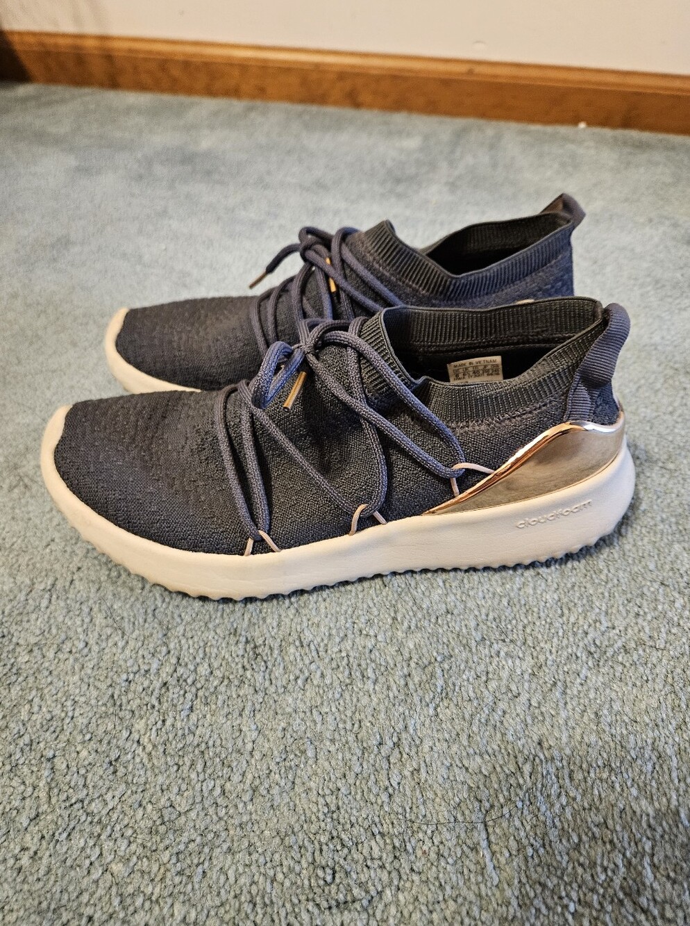 Womens Adidas Rose Gold And Gray Cloud Foam Sneakers